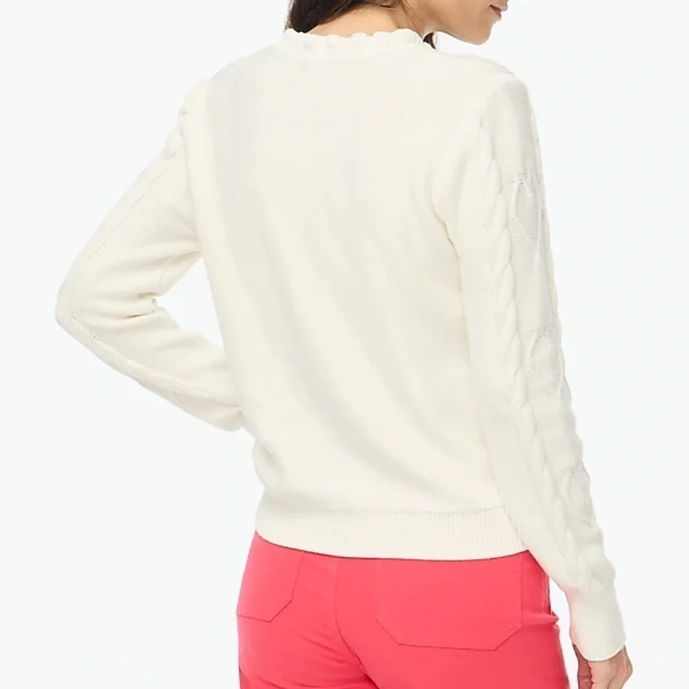 J crew Cable-knit hearts crewneck sweater